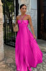 Ins Pleated Sleeveless Sling Dress Hollow High Waist Halter Robe Dresses For Evening Party Club Clothing Women - Image 10