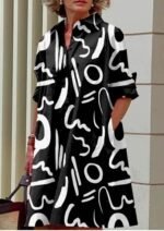 Elegant Polka-dot Printed Blouse Dress For Women - Image 6