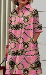 Elegant Polka-dot Printed Blouse Dress For Women - Image 3