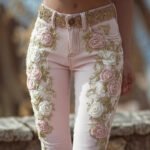 Retro Embroidery Art Print Casual Pants - Image 6