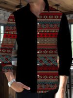 Mens Long-sleeve Striped Printed Shirt - Image 4