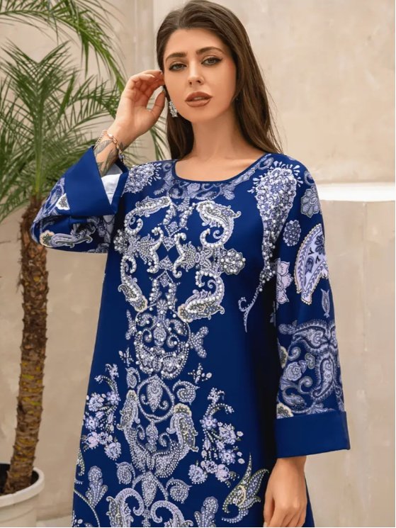 863cd2bb-35c1-431f-b631-e2ca5c7165f3.jpg Elegant Floral Print Long Sleeve Abaya - Image 1