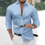 Polka Dot Bronzing Printed Casual Long Sleeve Shirt - Image 6