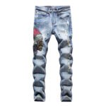 Embroidered Frayed Men's Jeans - Image 5