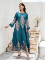 Middle East Abaya - Flower Printed Long Robe - Image 6