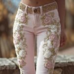 Retro Embroidery Art Print Casual Pants - Image 5
