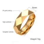 Tungsten Carbide Men's Wedding Band 6mm Gold Plated Ring - Image 2