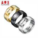 Custom Name Wedding Ring Stainless Steel Engraved Gift