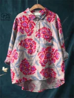 3D Printed Floral Loose Casual Tee for Women - Image 6