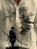 Men's Retro Japanese Samurai Hoodie Shirt - Image 3