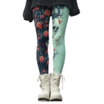 Gothic Skull Rose Print High-Waisted Leggings for Women