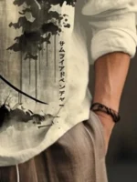 Men's Retro Japanese Samurai Hoodie Shirt - Image 4