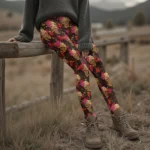 Gothic Skull Rose Print High-Waisted Leggings for Women - Image 3