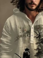 Men's Retro Japanese Samurai Hoodie Shirt - Image 2