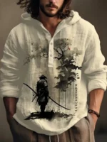 Men's Retro Japanese Samurai Hoodie Shirt