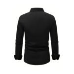 Men's Shirt Business Button Down Shirt Summer Solid Color Long Sleeve Lapel Vacation Shirt Fashion Temperament Casual Tops - Image 10
