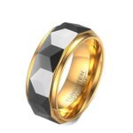 Tungsten Gold Ring Cut Flowers Between Gold - Image 3