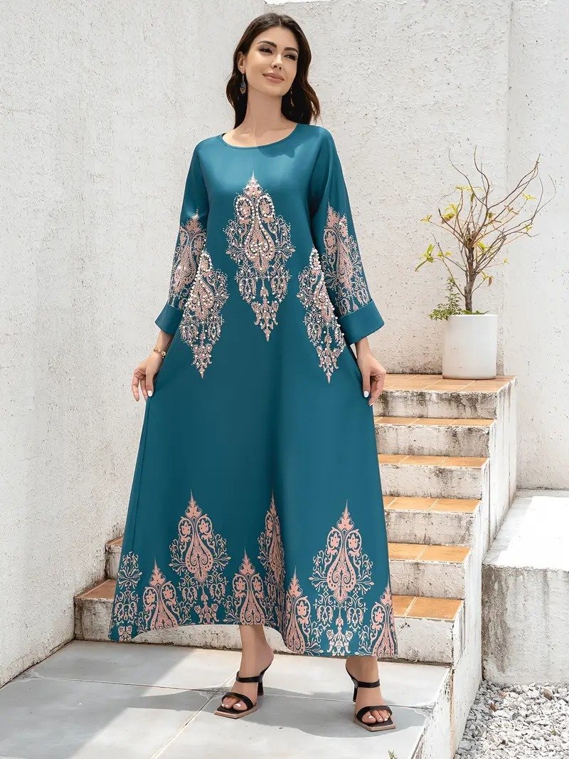 d95bee1c-98de-4cd9-8601-c8805fe14dc0.jpg Middle East Abaya - Flower Printed Long Robe - Image 1