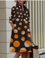 Elegant Polka-dot Printed Blouse Dress For Women - Image 7