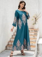 Middle East Abaya - Flower Printed Long Robe - Image 2
