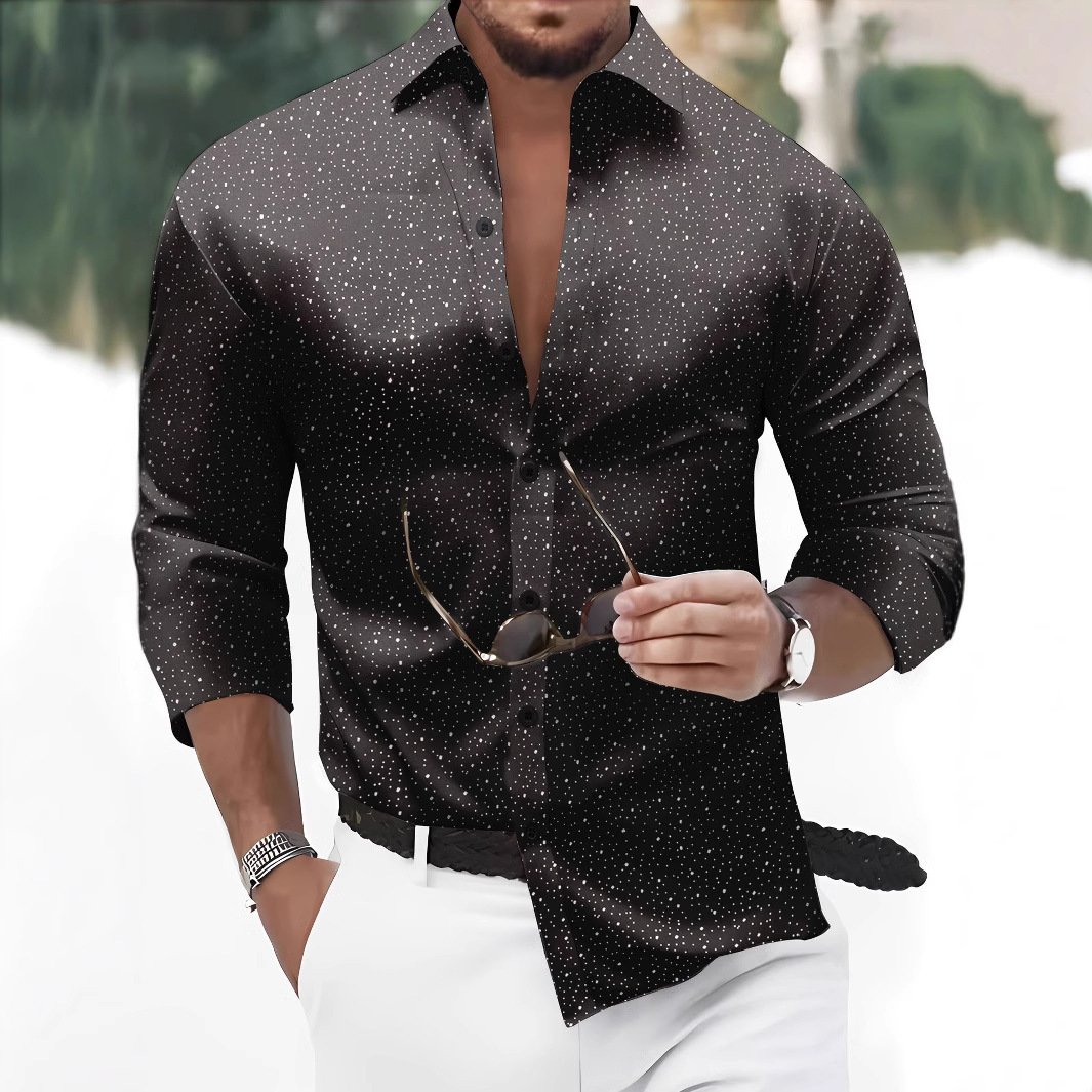 e122dfb9-7ef2-480c-b3f8-c25a8b4e7bda.jpg Polka Dot Bronzing Printed Casual Long Sleeve Shirt - Image 1