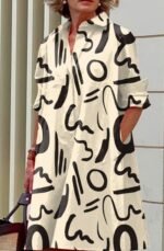 Elegant Polka-dot Printed Blouse Dress For Women - Image 2