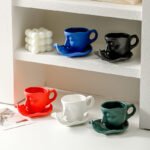 100ml Small Size Creative Person Face Kiss Ceramic Cup Dish - Image 7