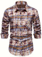 Mens Long-sleeve Striped Printed Shirt - Image 5