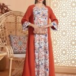 Elegant Floral Print Long Sleeved Abaya