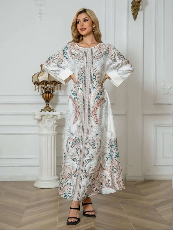 f490e59a-1a7b-4e6b-a896-4ace3f3dd605.jpg Elegant Floral Print Long Sleeve Abaya Dress - Image 1