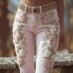 Retro Embroidery Art Print Casual Pants - Image 4