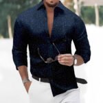 Polka Dot Bronzing Printed Casual Long Sleeve Shirt - Image 8