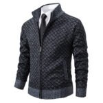 Slim Fit Zipper Stand Collar Sweater - Image 9