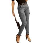 Ankle-length Low-rise Solid-color Cargo Pants With Pockets These Are Slim-fit Leggings - Image 6