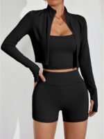 High-Waist Sports Yoga Fitness Quick-Drying Breathable Yoga Three-Piece Set - Image 8