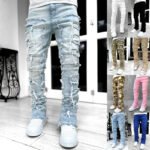 Ins Fringes Ripped Trousers Individual Patched Pants