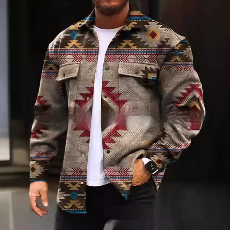 6a6d944b-f876-4b49-b35d-318b33fecdc8_fine.jpeg European And American Button Coat Printing Casual Jacket Coat - Image 1