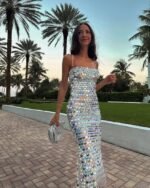 Fashion Lady Sequin Irregular Dress - Image 2