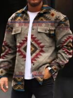 European And American Button Coat Printing Casual Jacket Coat - Image 2