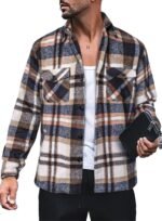 Men's Fashion Simple Plaid Shirt Long Sleeve Button Coat - Image 7