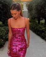 Fashion Lady Sequin Irregular Dress - Image 4