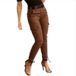 Ankle-length Low-rise Solid-color Cargo Pants With Pockets These Are Slim-fit Leggings - Image 9
