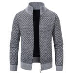 Slim Fit Zipper Stand Collar Sweater - Image 3