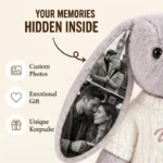 Custom Photo & Name Plush Bunny Toy Sweater Rabbit Stuffed Animal with Printed Ears Photo - Image 2