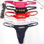 Custom Crystal Letter Thong Panties 5 Colors - Image 2