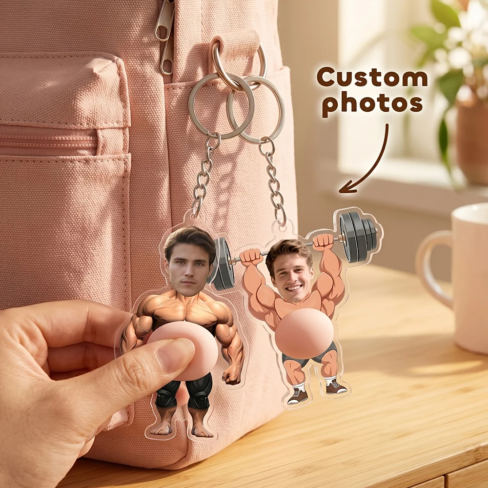 S56cc692bc0494554ac69b2faadb32463J.webp Personalized Photo Squishy Keychain Custom Face Squeeze - Image 1