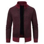 Slim Fit Zipper Stand Collar Sweater - Image 4