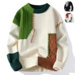 Ins Color block Pullover Sweater Winter Fashion Long Sleeve Knitted