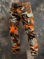Vintage Stripe Patchwork Men Cargo Pants Multi Pockets Workwear - Image 2