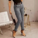 Ankle-length Low-rise Solid-color Cargo Pants With Pockets These Are Slim-fit Leggings - Image 4